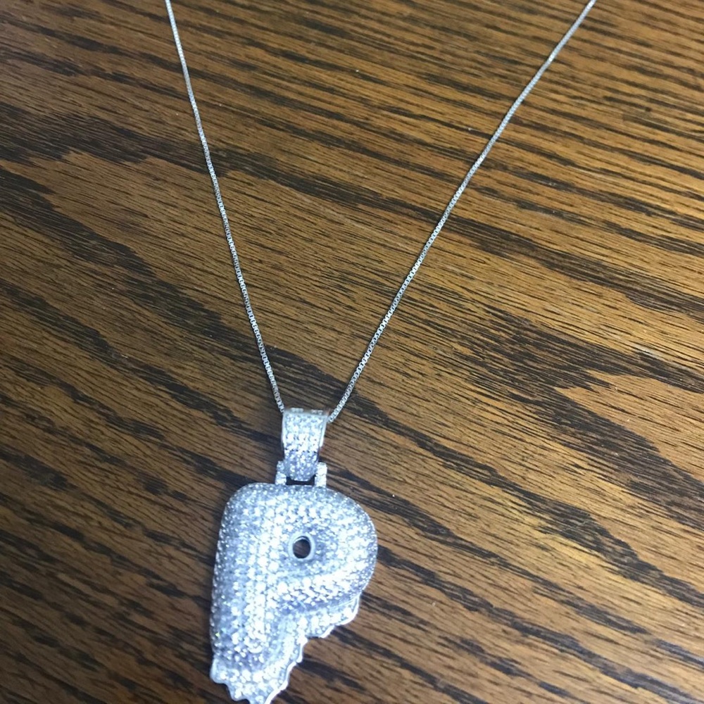 925 Sterling Silver Bubble Letter P Drip w/Chain